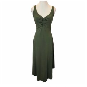 SOZY Med Green Maxi Dress Sleeveless Forest Green